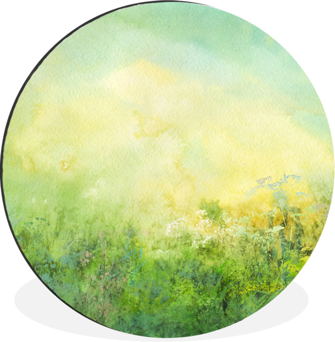 WallCircle - Wandcirkel - Muurcirkel - Gras - Zomer - Olieverf - Aluminium - Dibond - 30x30 cm - Binnen en Buiten
