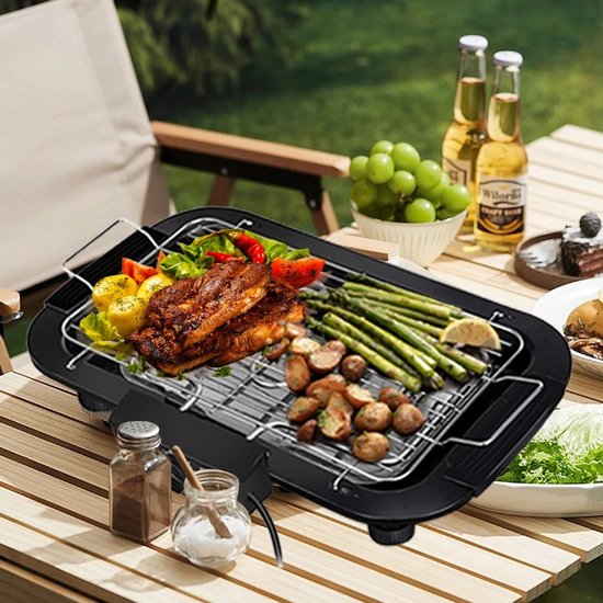 Damenzo - Grill - Elektrische bbq - Bbq - Electrische barbecue tafelmodel - Elektrische grill - 1800W - 48 × 32 × 9 cm - Zwart van damenzo — afbeelding 5