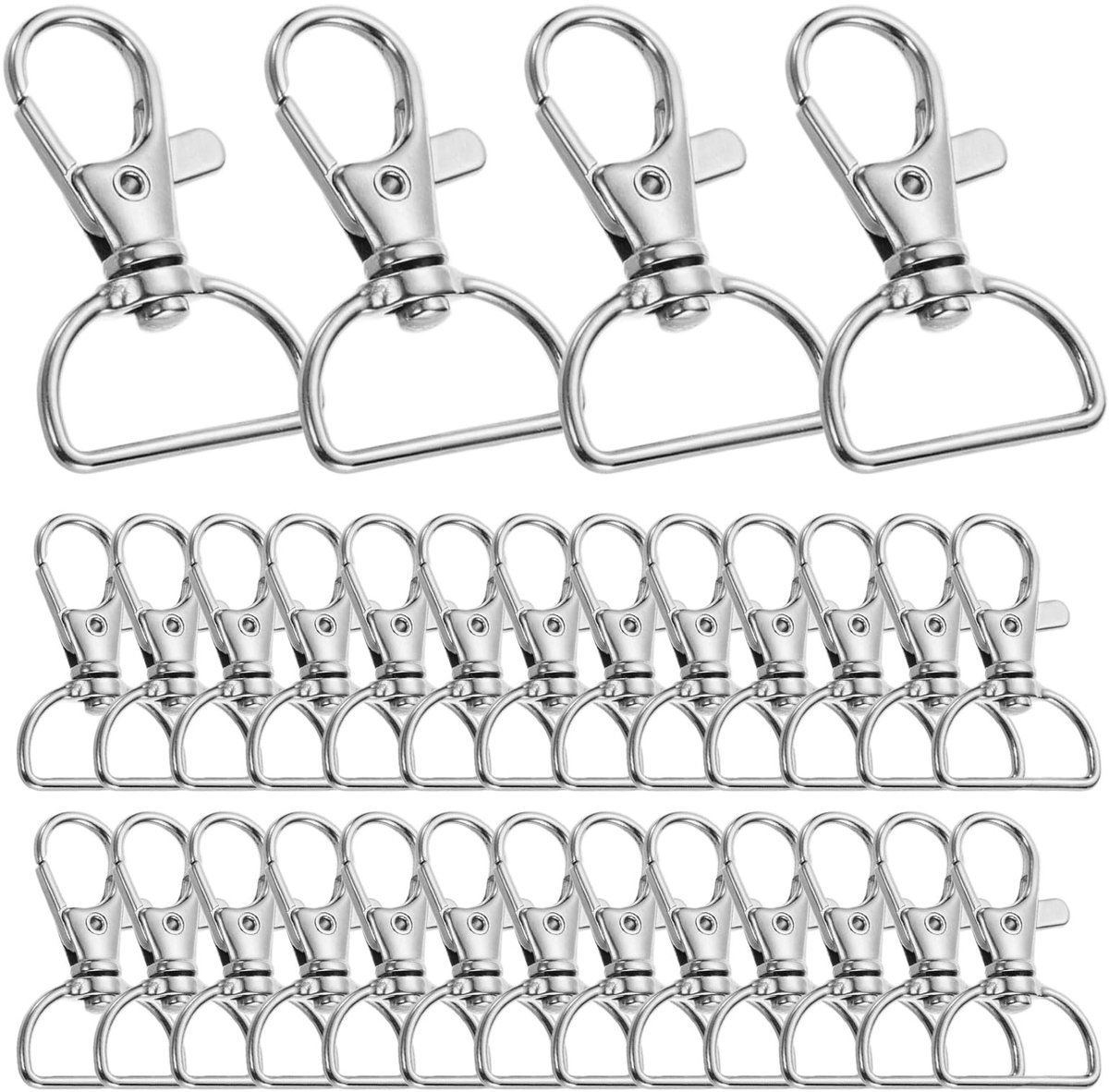 Dailygoods - 30 Stuks Metalen Sleutelhanger Haken met D-ring - Draaibare Sleutelringen