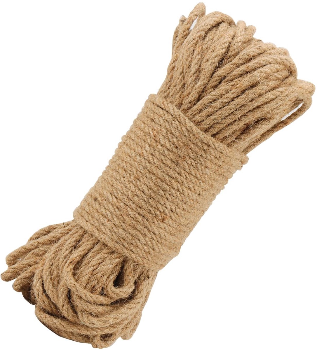 Dailygoods - 60m x 8mm natuurlijk jute touw, gedraaid henneptouw voor ambacht, bagage touw