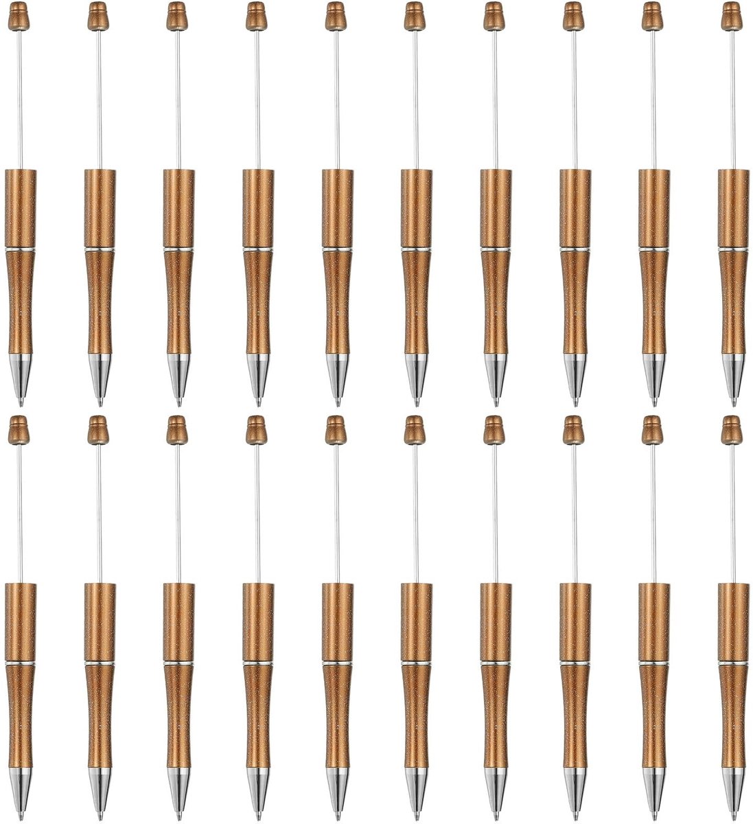 Dailygoods - PATIKIL Beadable pennen, 20 stuks zwarte inkt plastic kralenpen creatieve doe-het-zelf balpennen voor leraar kantoor doe-het-zelf ambachten feestdecoraties handgemaakte benodigdheden, goudkleurig