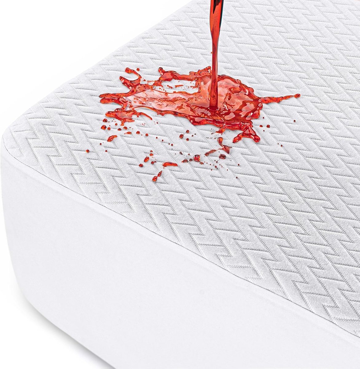 Bedding Waterdichte Matrasbeschermer (90 x 200 x 30 cm) Premium Zigzag Ontwerp 3D Air Soft Stof, Ademend Matrasovertrek, Hoeslakenstijl met Diepe Rekbare Hoeken
