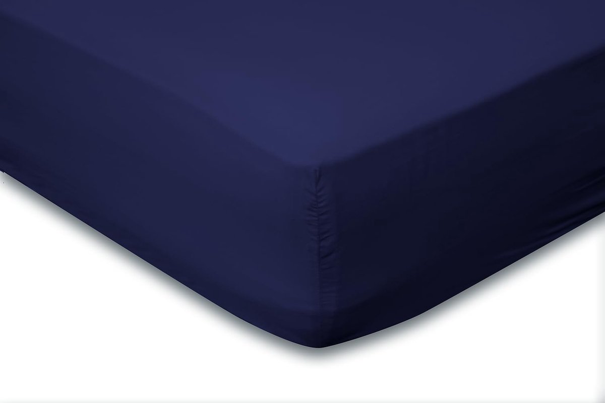 Hoeslaken Jersey Katoen Stretch 35cm Hoge Hoek - donker blauw 90x210/220-100x200