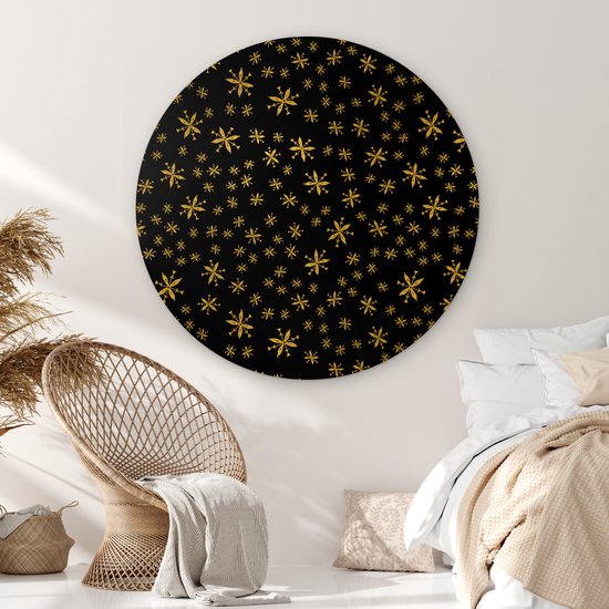 Wall Circle - Wall Circle Indoor - Noël - Flocon de Neige - Or - ⌀ 120 cm - Décoration murale - Peintures Ronds XXL