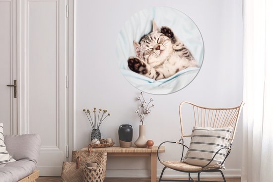 WallCircle - Cercle Mural - Cercle Mural - Chaton - Lit - Pieds - Filles - Enfants - Garçons - Enfant - Aluminium - Dibond - 140x140 cm - Intérieur et Extérieur