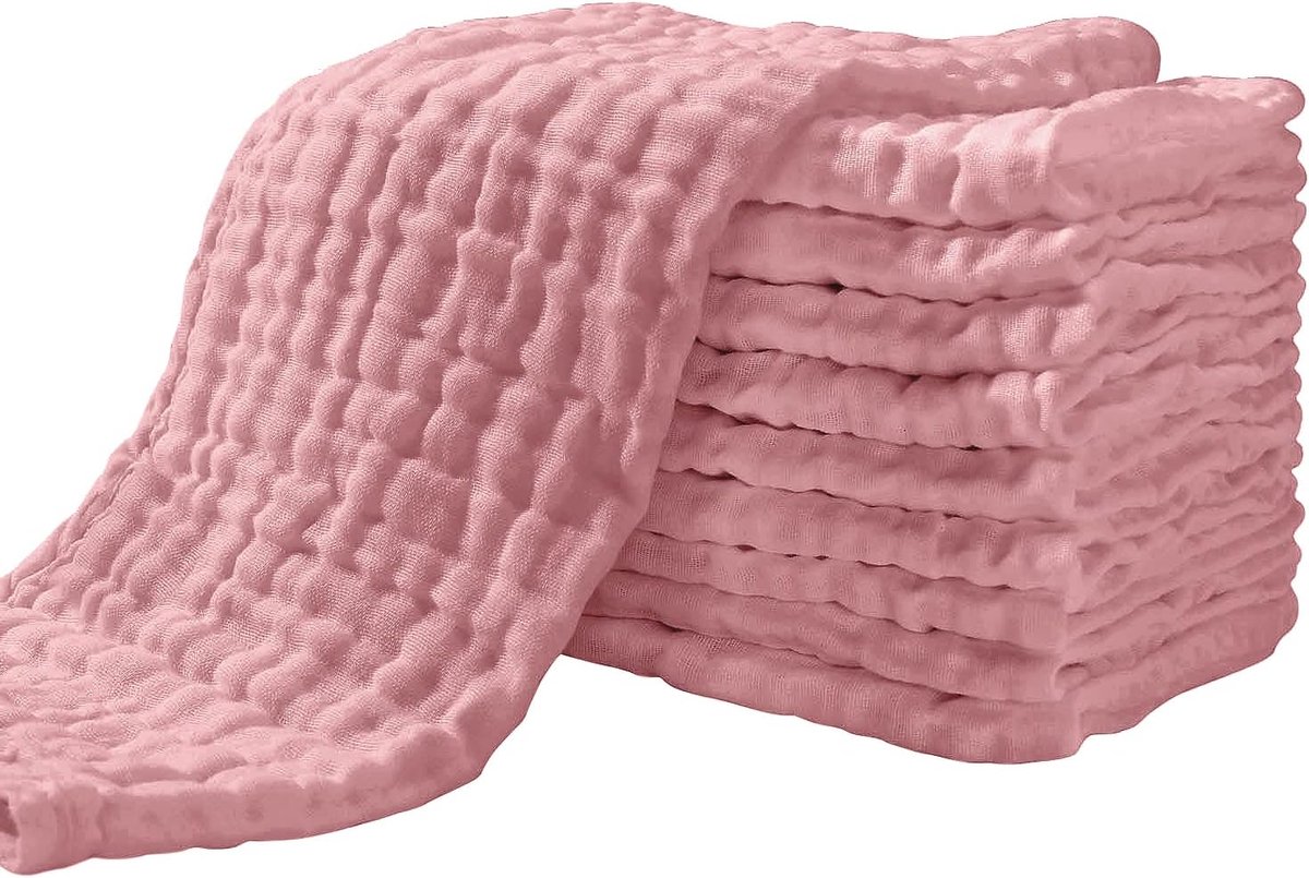 Luiers spuugdoeken, 10 stuks, stoffen luiers 27 x 50 cm, 6 lagen, absorberend, washandjes, 100% katoen, vouwluiers voor baby's, abrikoos