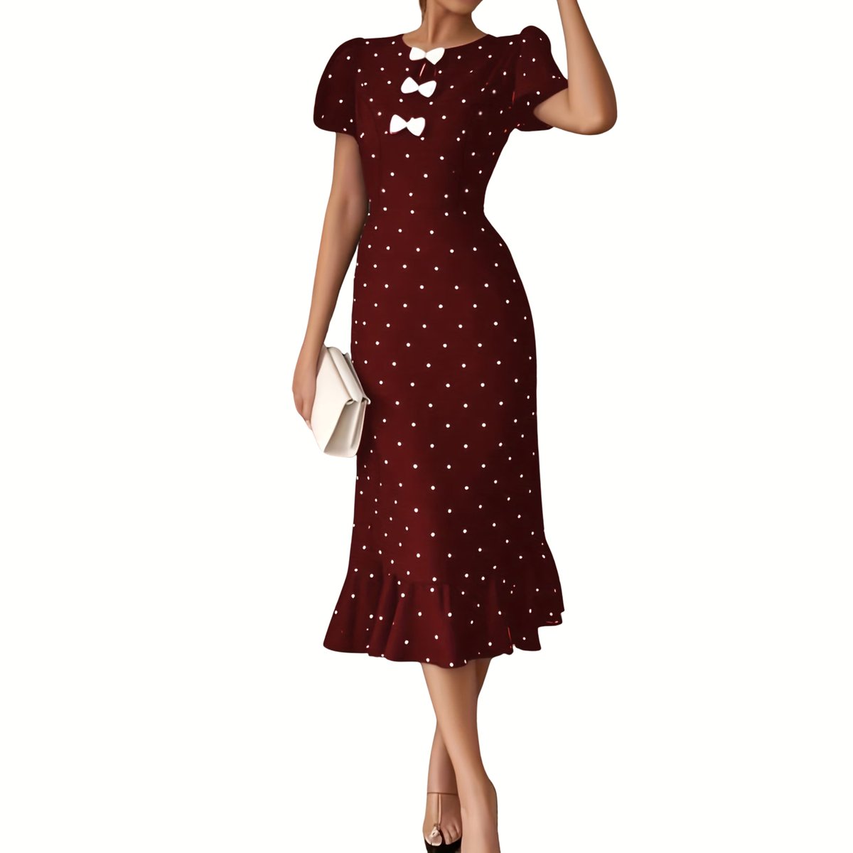 Currero Jurk Met Polkadots Stippen Zomerjurk Dames Zomerjurken Midi Jurk Volwassenen Ibiza Stijl Sundress Dress Kurkuma