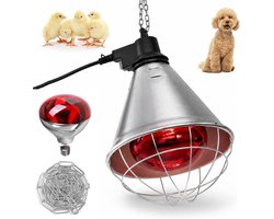 250W Infrarood Warmtelamp - Warmtelamp Voor Pluimvee - 2 Modi Broedlamp Voor Vee - Broedlamp Voor Kippen/Eenden/Puppy's