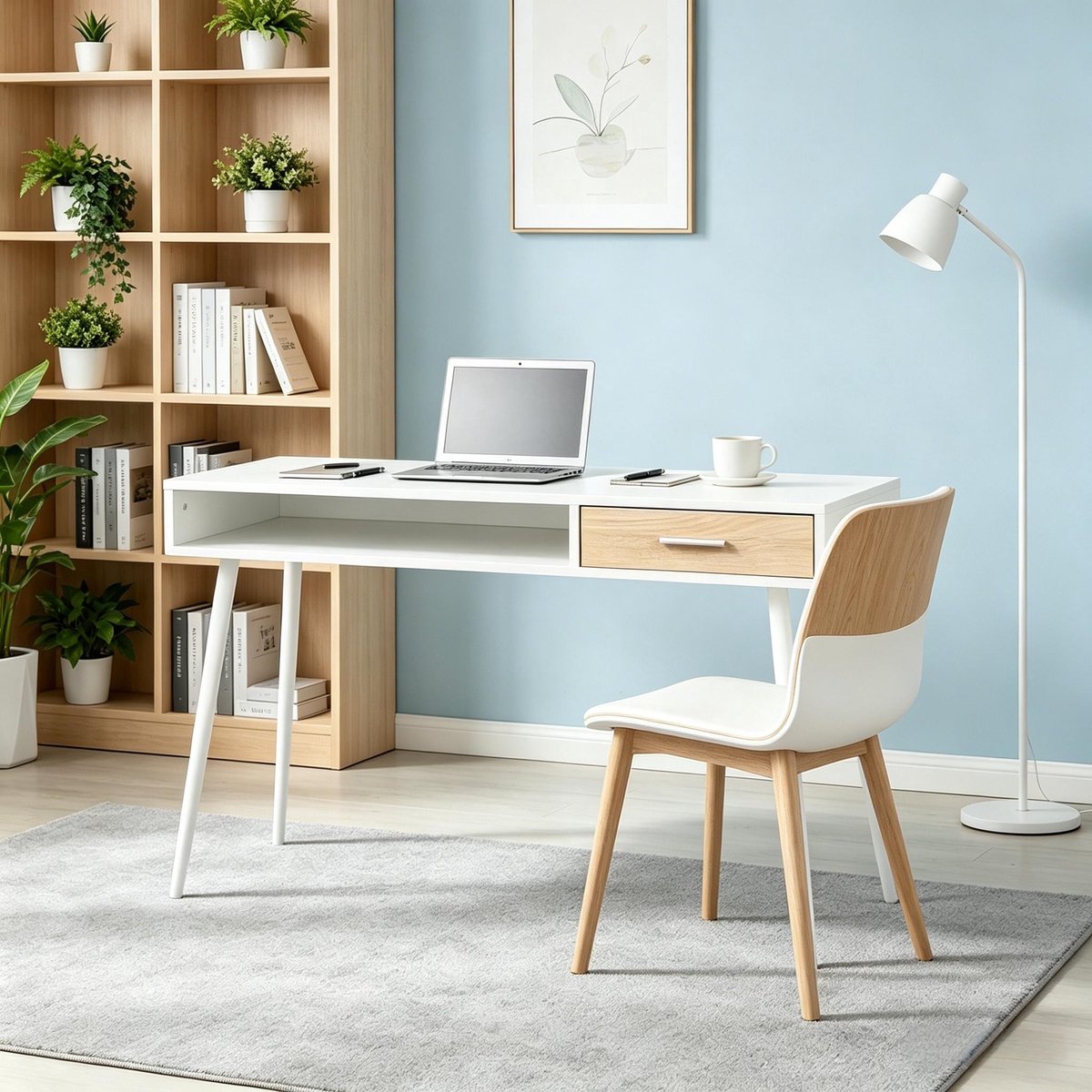 YYchan monitorverhoger - wit - 68 x 50 x 10 cm + 110 x 50 cm - met lade