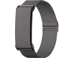 Bracelet de bras supérieur en nylon élastique Stravo – Convient pour Fitbit Air – Avec boucle coulissante réglable – Réglable en continu – Bracelet de sport respirant – Gris foncé
