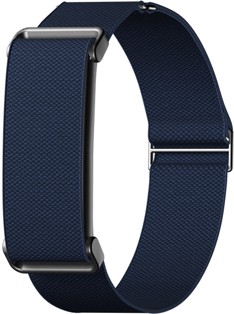 Stravo Elastisch Nylon Bandje voor de Bovenarm – Geschikt voor Fitbit Air – Met Verstelbare Schuifgesp – Traploos Verstelbaar – Ademende Sportarmband – Donkerblauw