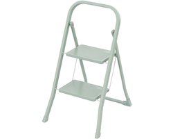 Escabeau Blokker 2 Marches - Vert Menthe - Escabeau de Cuisine - Pliable - Métal - Échelle - Antidérapant - Verrou de Sécurité - Capacité de Charge 150kg