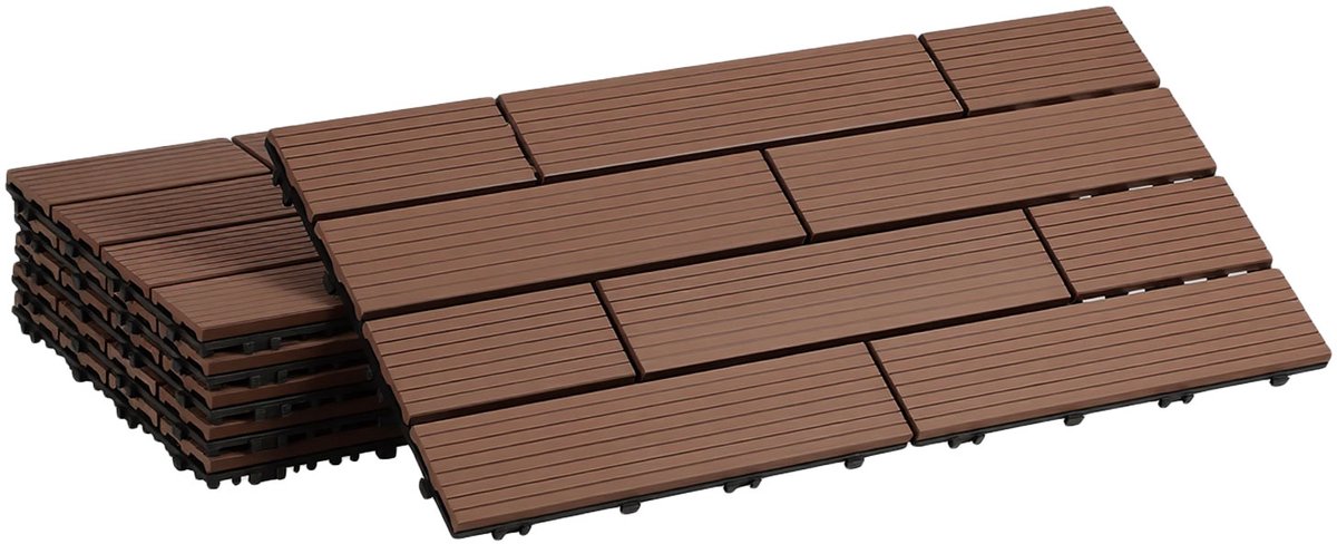 Terrastegels houten tegels 30x60cm 42 stuks Bruin Terrastegels houten tegels met kliksysteem voor terras balkon