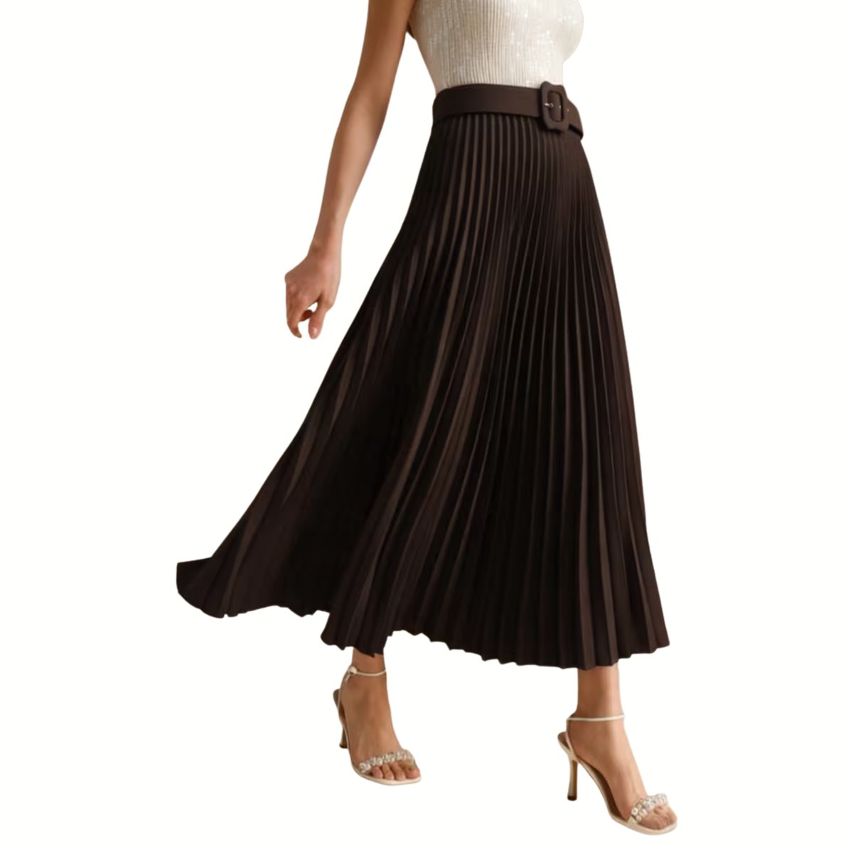 Currero Broekrok Dames Skort Skirts Skirt Rok Midi Korte Broek Culotte Wandelrok Rokje Legging Bruin