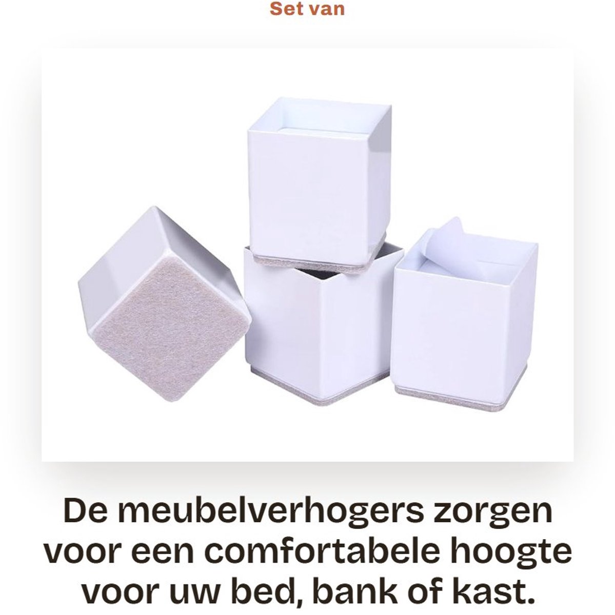 Dailygoods- Meubelverhogers 5 cm - Meubelverhoger - Meubelverhogers 6 cm - Stoelpootbeschermers - Meubelglijders - Ondersteunt 20 lbs - Meubelsteunen