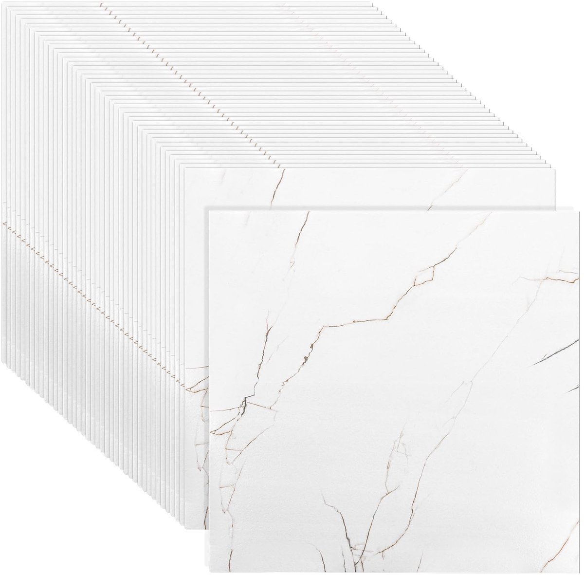 Dailygoods- Vloertegels Zelfklevend - 40 Stuks - 30 x 30 cm - Waterdicht - Antislip - PVC Vloerbedekking - Wit Gemarmerd - Vinylvloer