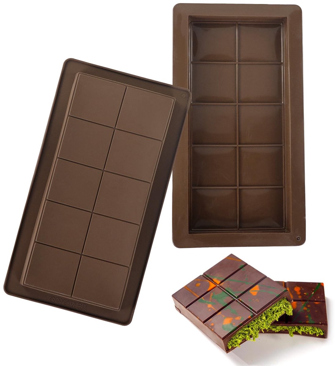 Dailygoods - Silicone Chocoladevormen Set van 2 - Diepe Chocoladevorm voor Bonbons