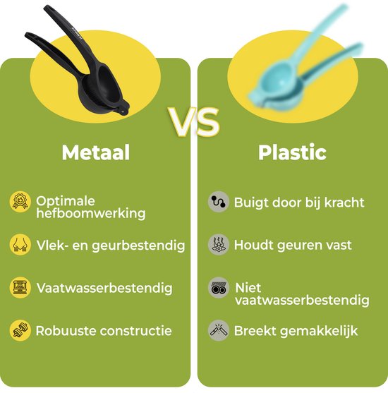 HI NATURE™ Robuuste Kwaliteit Citroenpers - Limoenpers - Handmatige Citroenpers - Lemon squeezer - Citrusknijper - Fruitpers - Sinaasappelpers - Zwart van Merkloos — afbeelding 3
