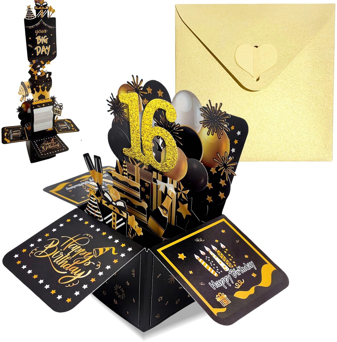 Dailygoods- Verjaardagskaart 3D Pop-up - Luxe Verjaardagskaart - Verjaardagskaarten met Envelop - Duurzaam Karton - Geschikt voor Kinderen en Volwassenen - Wenskaart