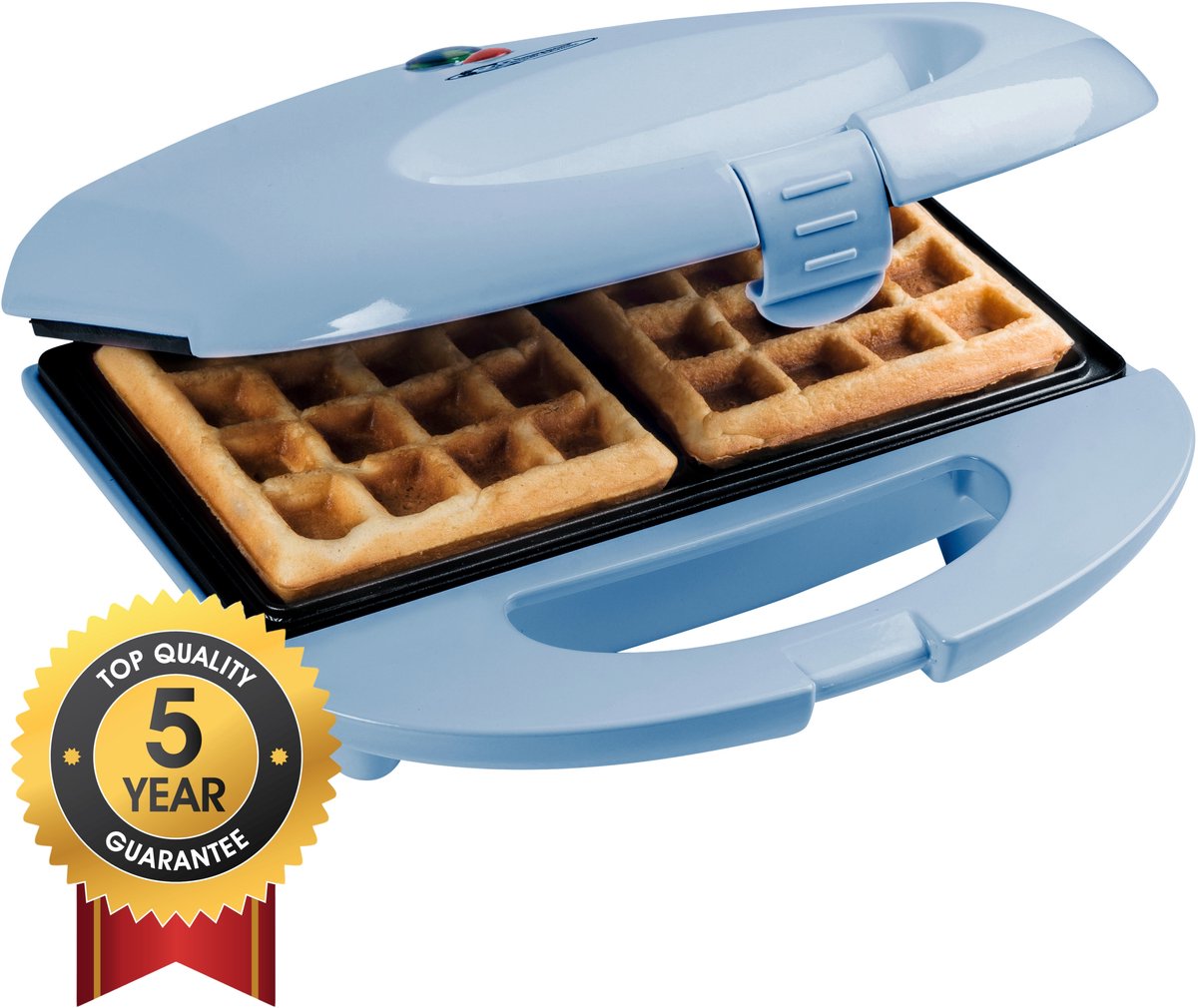 Bol.com Bestron Wafelijzer - ASW401B - 700W - 2 wafels - Anti aanbaklaag - Blauw - 5 jaar garantie aanbieding