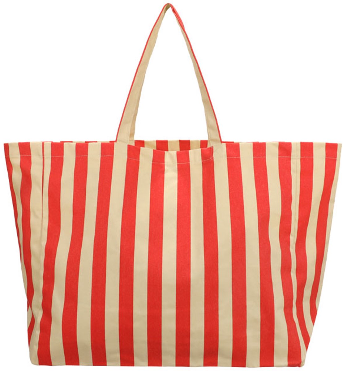 Kado design katoenen tas kadodesign cotton beach bag stripes vanilla poppy red