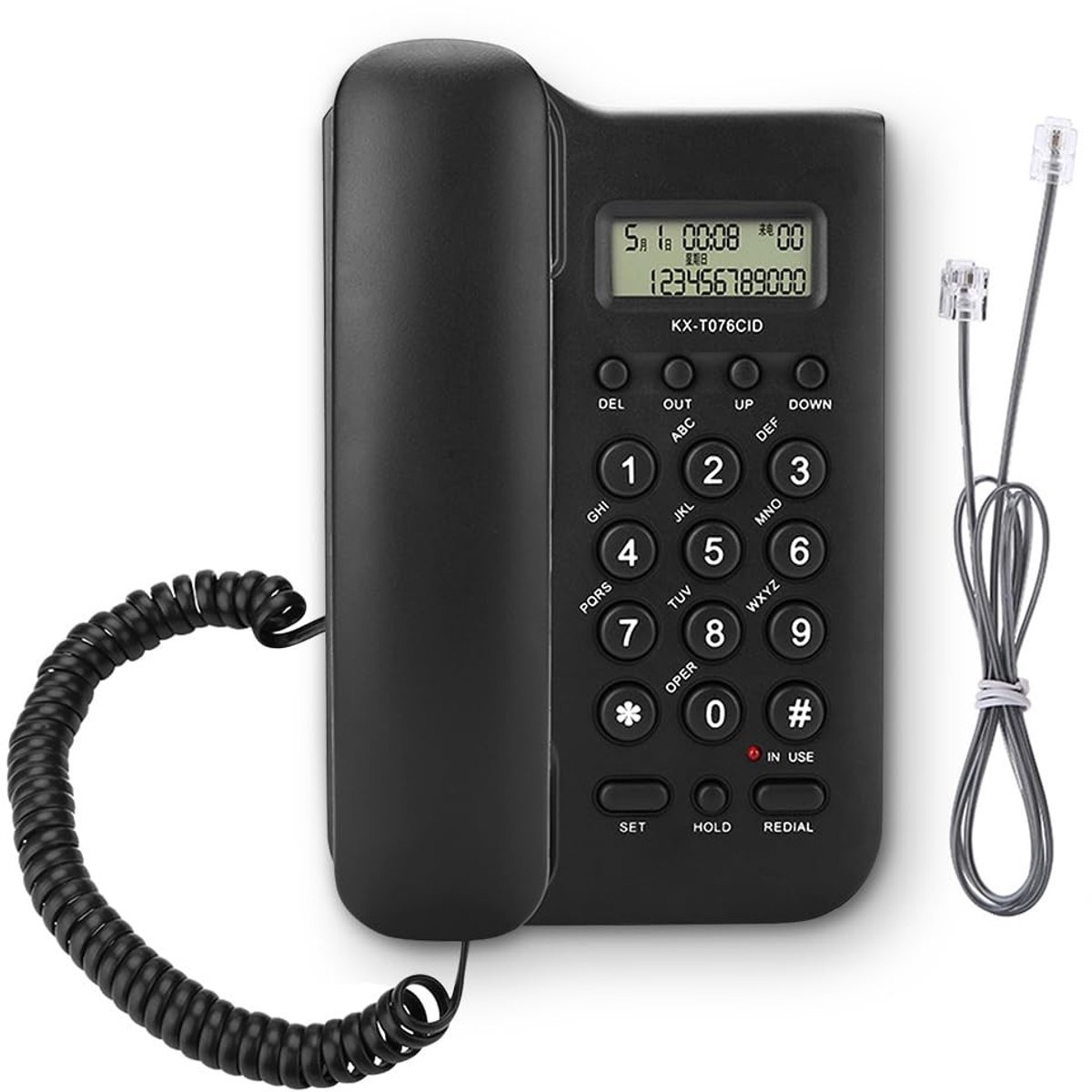 Dailygoods- Tafeltelefoon met Grote Toetsen - Snoergebonden - Extra Luide Belvolume - Herhaalfunctie - Wandmontage - Geschikt voor Senioren - Vaste Telefoon