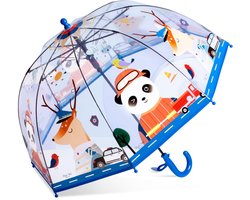 Dailygoods - Rhomba Duidelijke transparante bubble paraplu voor kinderen, lichtgewicht, schattig, 8 vezels, schattige koepel, meer, perfect voor wandelen, kinderparaplu voor kinderen, Blauwe panda., Klein