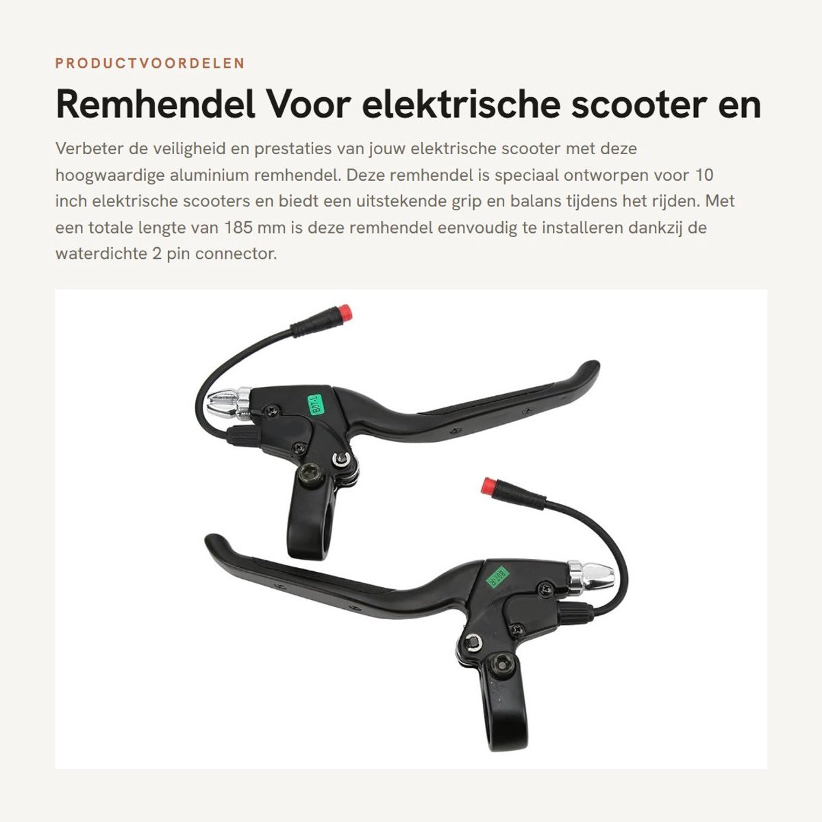 Dailygoods - Remhendel - Voor elektrische scooter en fiets - Waterdichte connector - Robuuste constructie - Betrouwbare prestaties - Geschikt voor ver...