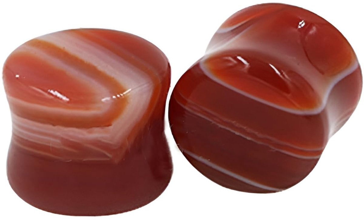Dailygoods- Ooruitbreiding 6mm (2G) - Natuurlijke Onyx Oorpluggen - Dubbel Uitlopend - Massieve Stenen - Unieke Kleuren - Veilig Ontwerp