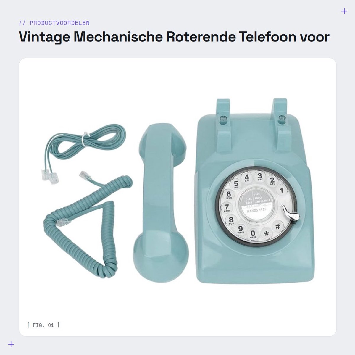 Dailygoods- Bureautelefoon Retro - Mechanische Beltoon - Draaiknop - Handsfree - Antiek Design - Elegant Europees/Amerikaans Ontwerp - Retro Telefoon