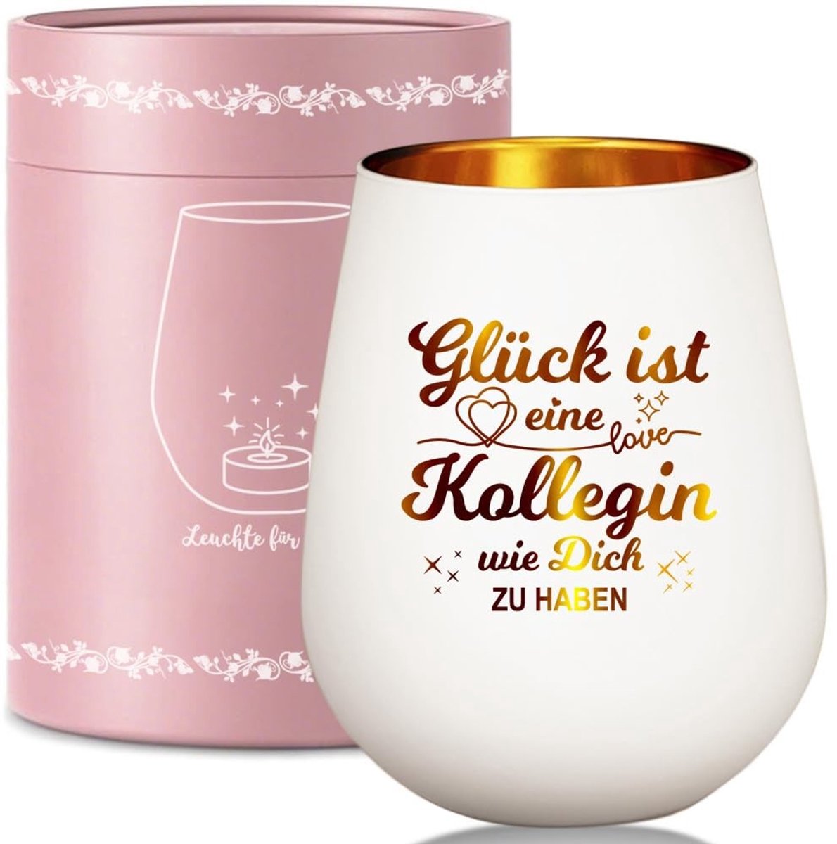 Dailygoods - Windlicht Glas met Geschenkdoos - Theelichthouder voor Collega