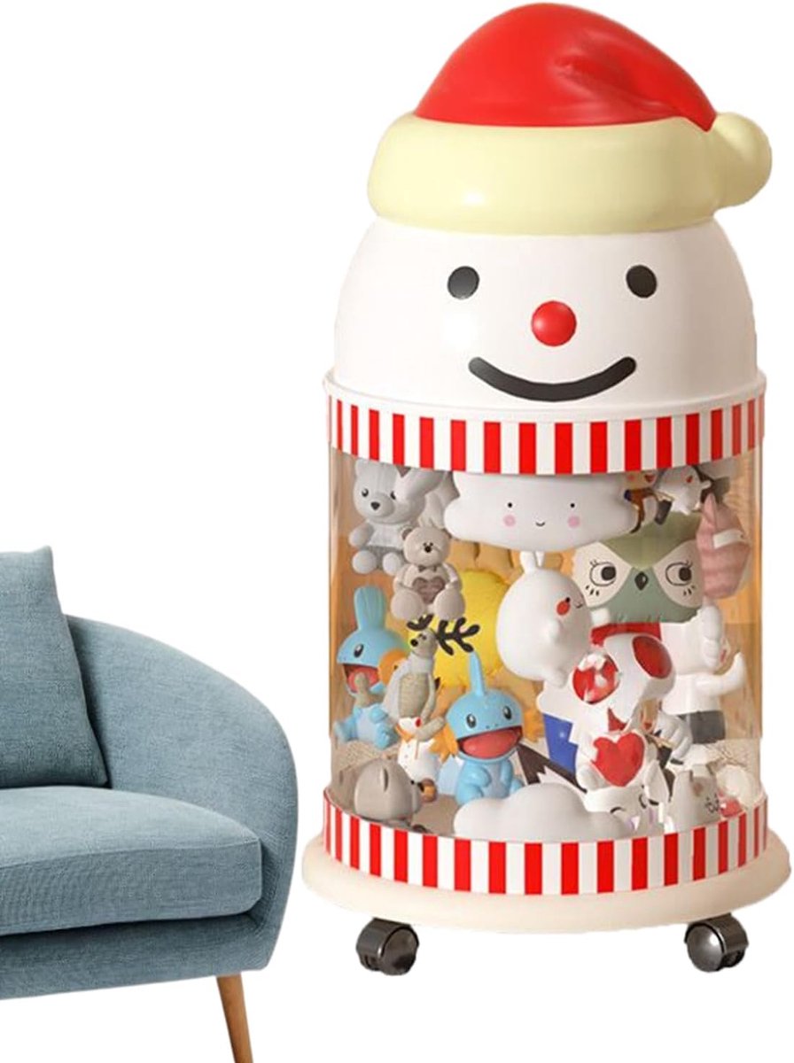 Opbergbuis Sneeuwpop - Pluche Organizer - Speelgoed Opslag - Vochtvrije Opslag - 35x35x38 cm - Transparant