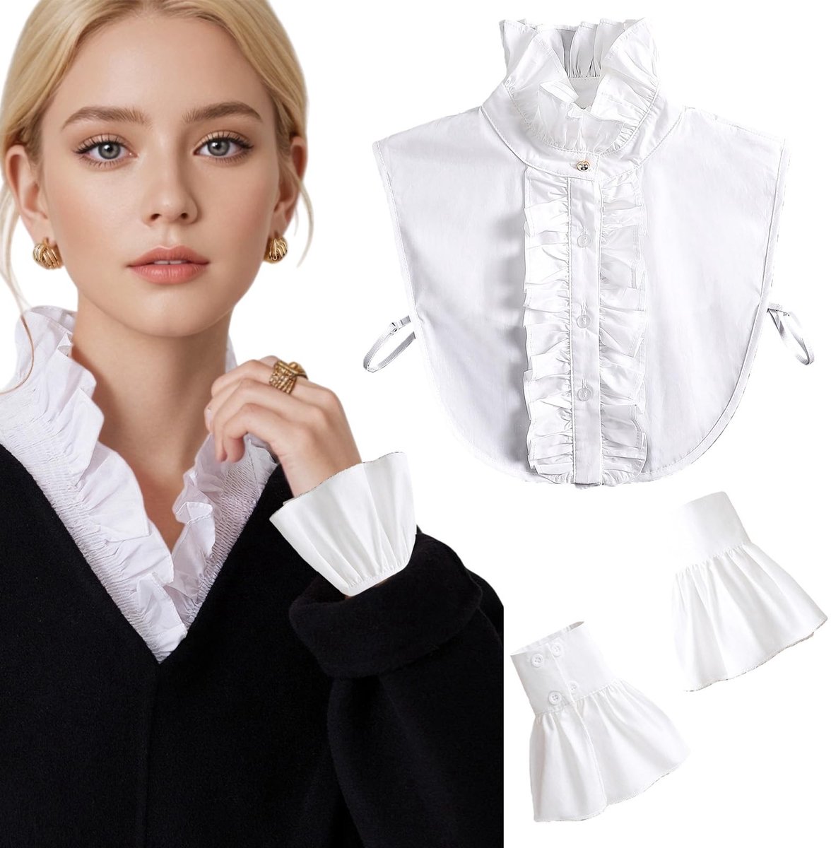 Dailygoods - Katoenen Shirts met Elegante Ruches Kraag voor Vrouwen