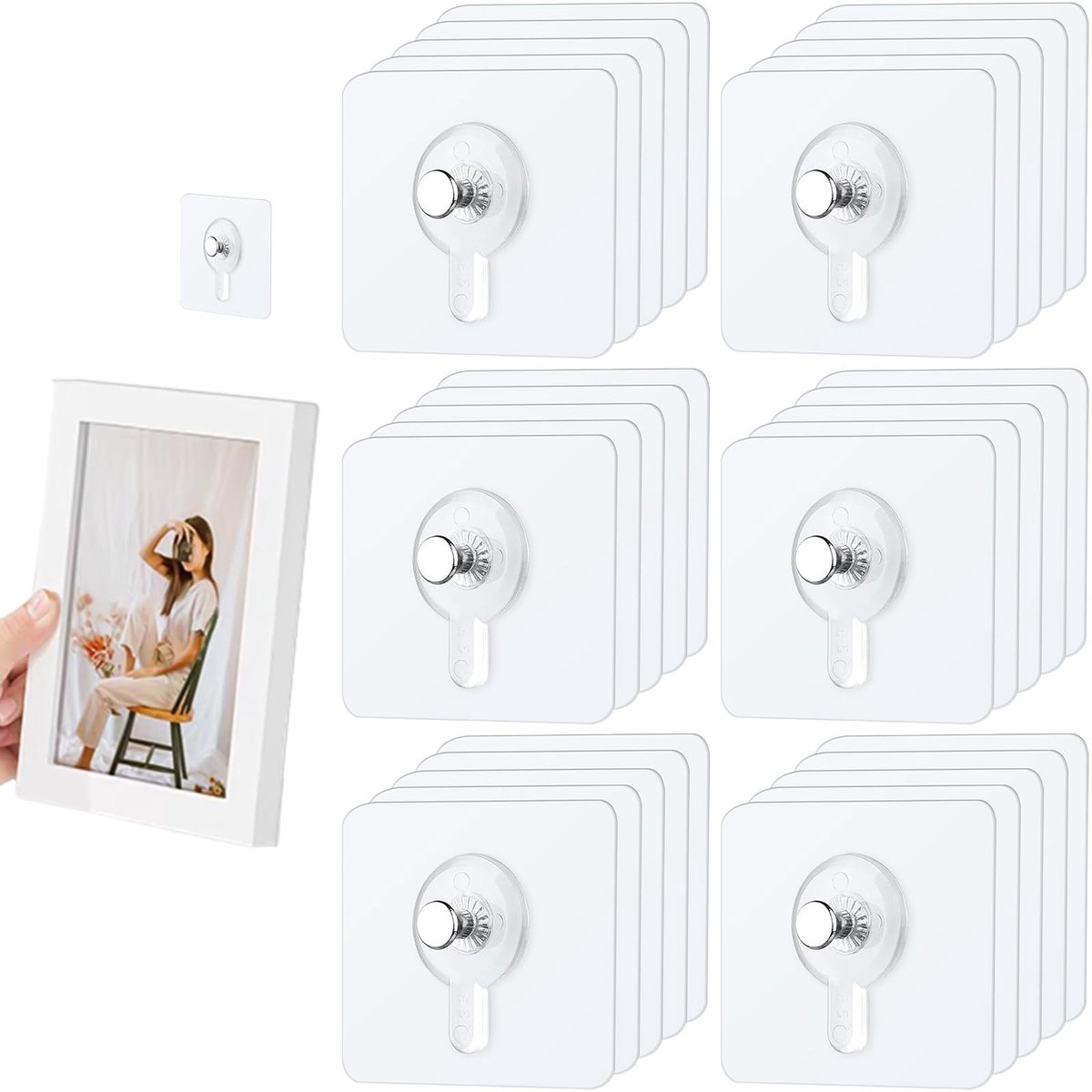 Dailygoods- Fotohaken 20 stuks - Zelfklevende Haken - Wandhaken voor Decoraties - Roestvrij Staal - Waterdicht - Lange Levensduur