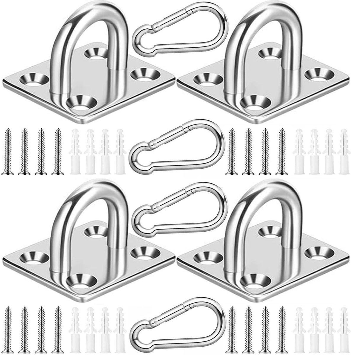 Dailygoods- Oogplaat 4 St - 304 Roestvrij Staal - Plafondhaken - Haaklus - Schroeven/Ankers - Duurzaam en Corrosiebestendig - Haak