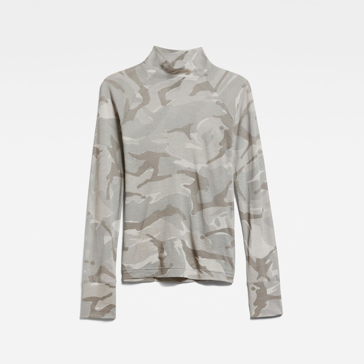 G-Star Turtle neck slim aop ls wmn Dames Tops Grijs