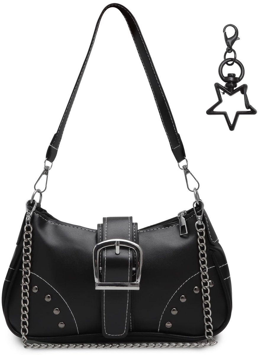 Dailygoods- Schoudertas Klein - PU Lederen Hobo Tas - Vintage Y2K Handtas - Tashanger - Ritssluiting - Afmetingen 14,5 x 27,5 cm