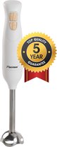 Bestron Staafmixer 600W - ASM600NH - 2 Snelheden met turbo - Vaatwasser bestendig - Wit/Hout - 5 jaar garantie