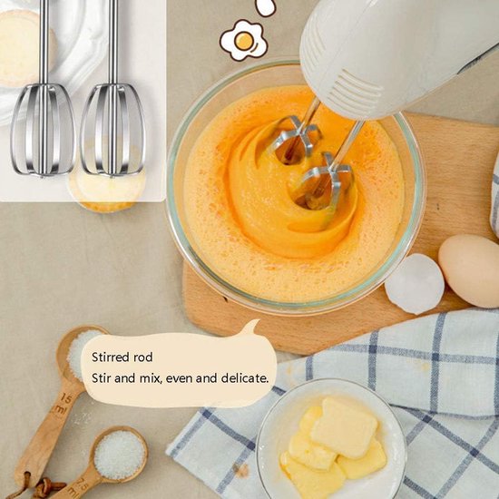 Elektrische handmixer - Keukenmixer garde - Bakken en koken - 5 snelheden met turbo - 200 watt - Wit — afbeelding 4