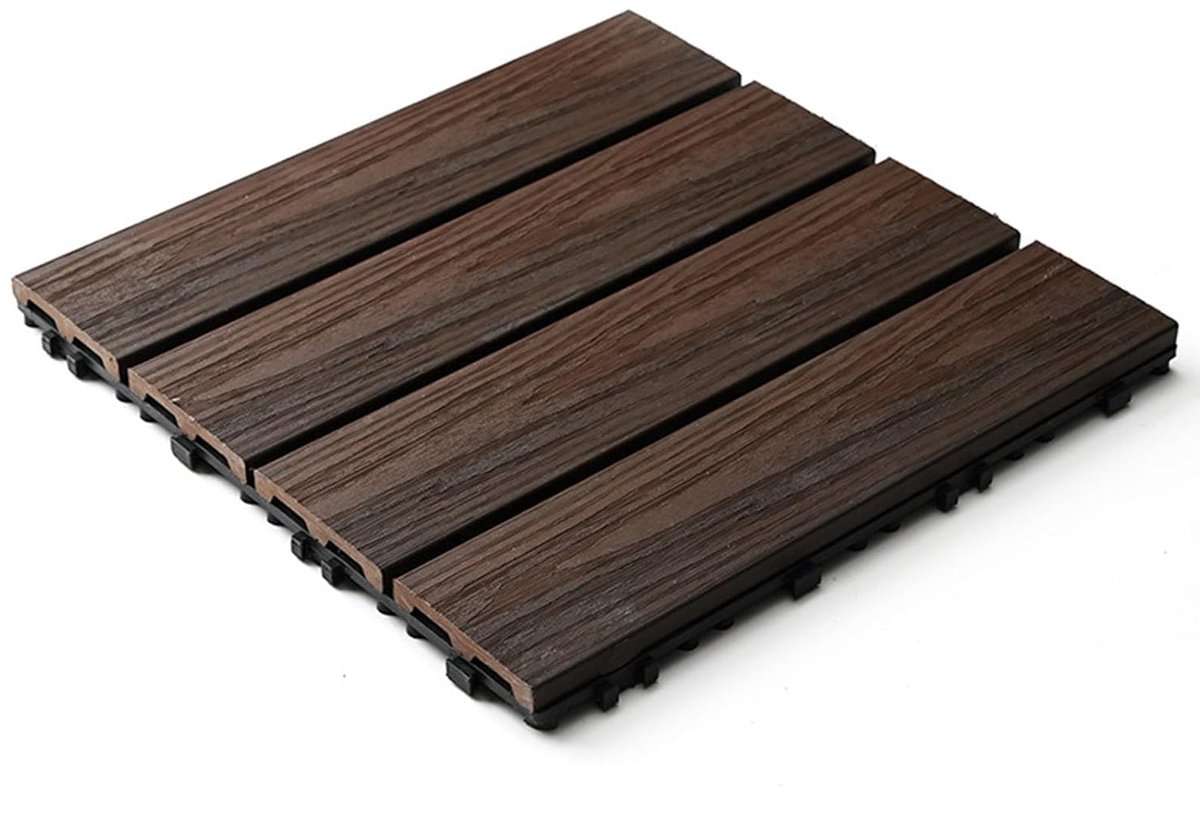 Terrastegels Composiet - Vloerplanken Buiten - Tuin Aankleden - In elkaar grijpend Kliksysteem - 30x30x2 cm - Rosewood