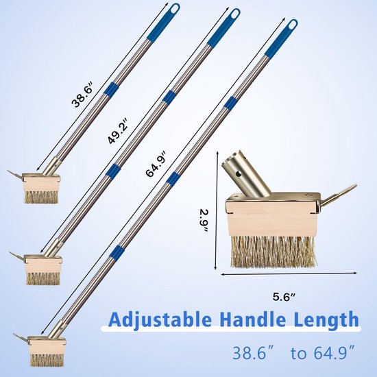 Dailygoods- Onkruidverdelger Handmatig - Onkruid Borstelkoppen - Spleetwieden Tool - Mos Verwijderaar - Hoogwaardig Messing Geplateerd Staal - 64,9 Inch Handvat - Spleetwieder van Dailygoods — afbeelding 3