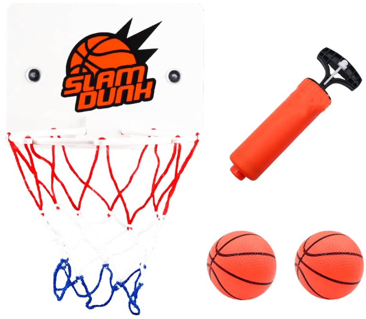 Dailygoods- Mini-basketbalset 4-delig - Indoor Basketbalring - Interactief Spel - Voor Kinderen en Volwassenen - Plastic - Inclusief Pomp - Bureaubasketbal