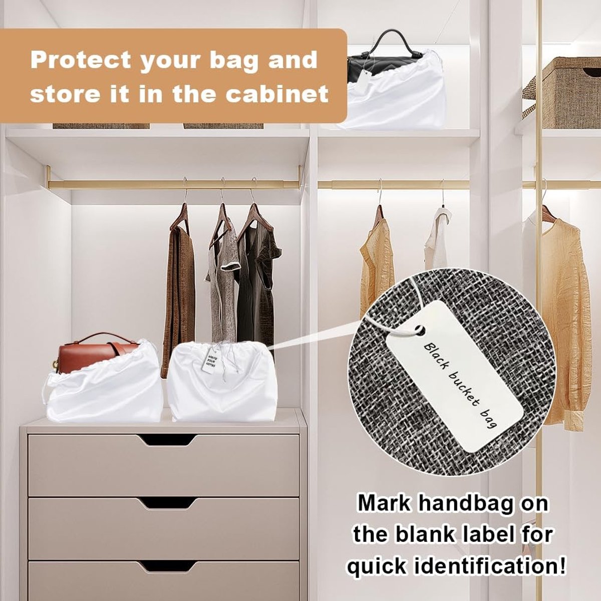 Dailygoods - 2 Stuks Stofzakken voor Handtassen - Ideaal voor Opslag en Bescherming