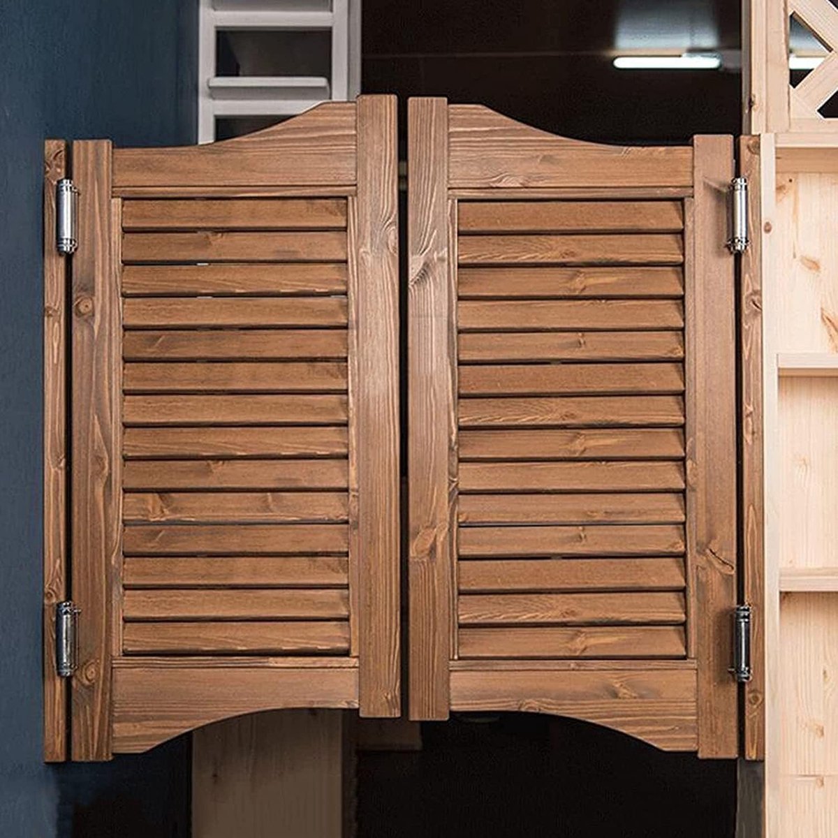 Massief houten deur - Draaideur interieur - Ruimte verdelen - Handgemaakt gebogen kozijn - 80x90cm - Walnoot