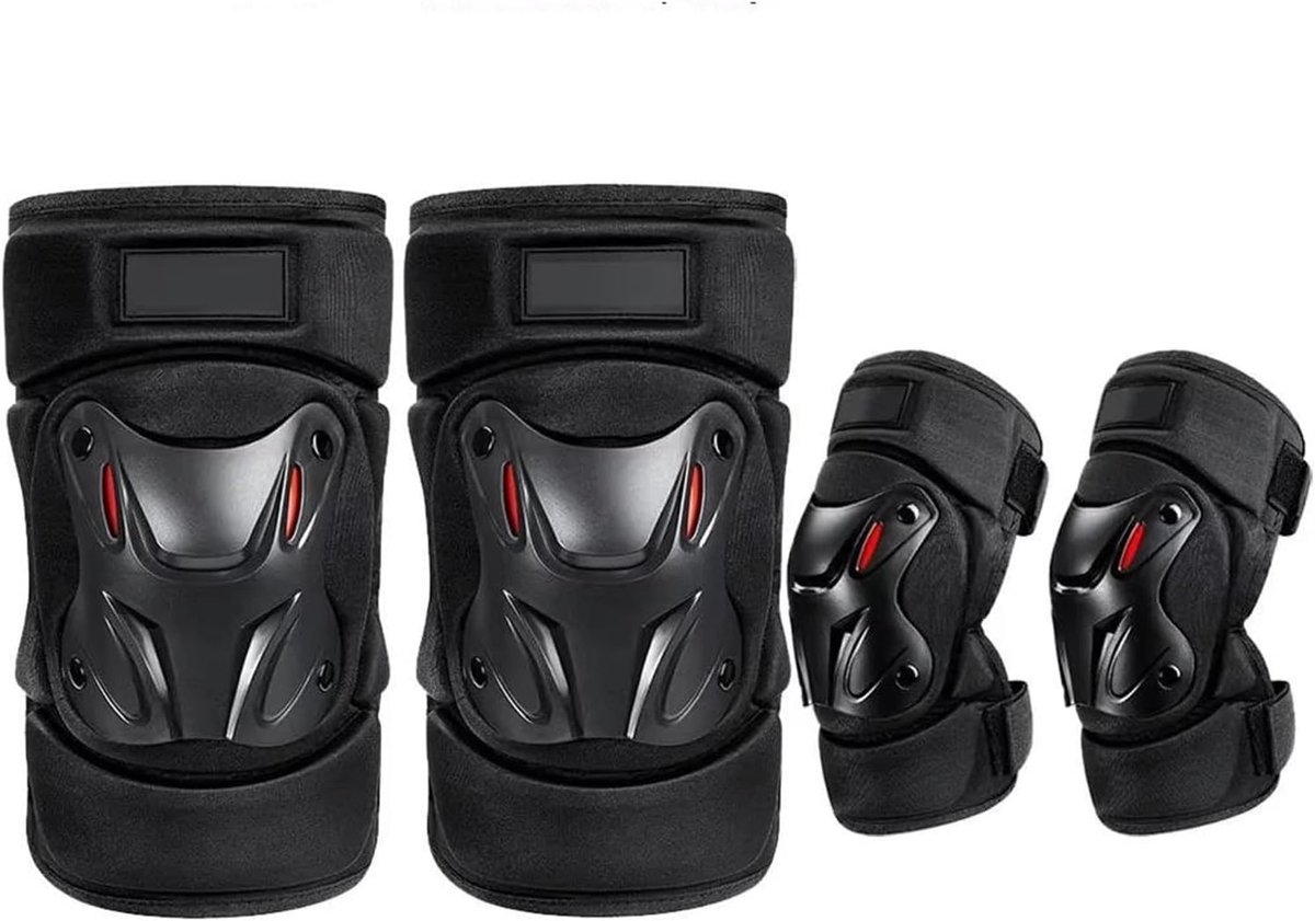 Motor Knie Elleboog Beschermers - Valbescherming Racing - Sport Bescherming - 90 Graden Buigbaar - Set van 2 - Zwart