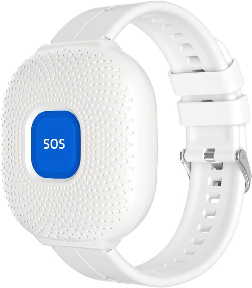 Draadloze Oproepknop - Noodalarm Armband - Hulp Inschakelen - App Controle - 30 Meter Bereik - Wit