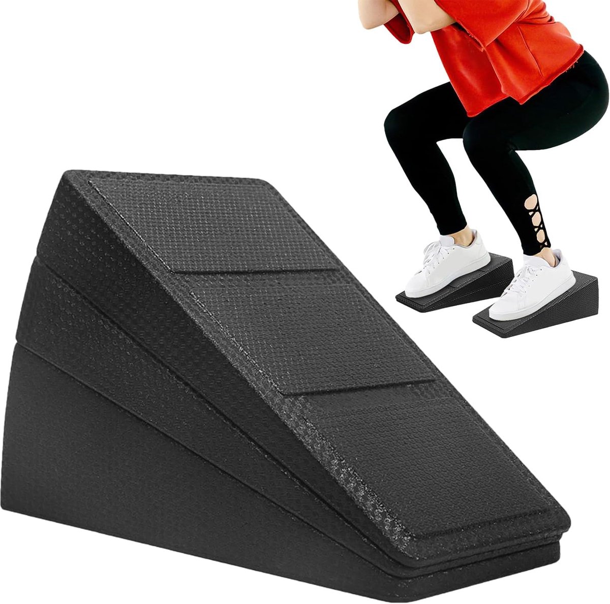 Verstelbaar Hellend Bord - Kuitstrekker - Fitness Training - Drie Hellingsstanden - 30 x 19.5 x 15.5 cm - Zwart