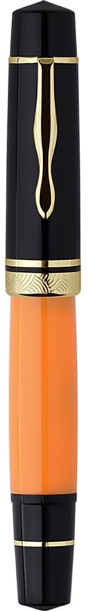 Dailygoods - erofa Majohn P139 Zuigerhars Vulpen Medium Penpunt met Doos, Messing Zuiger Systeem Grote Capaciteit Schrijfpen, Zwart Geel
