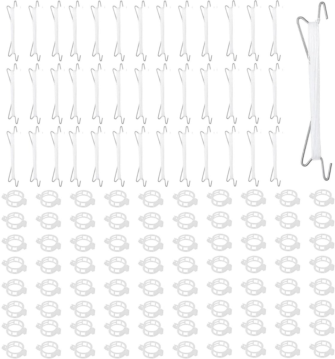 Dailygoods- Tomatenhaken Robuust - Plantensteunen voor Klimplanten - Tomatensteunhaken - Plantensteun metaal - 40 Stuks - 10 m Touw