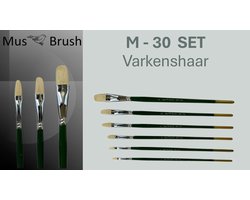 MusBrush M30 Penseelset - Kattentong - 6-delig - Varkenshaar (Hog Brush) - Lange Steel - Voor Olieverf & Acrylverf